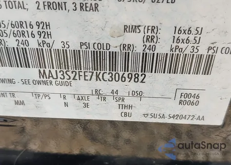 2019 Ford Ecosport S z USA, uszkodzony, nr VIN MAJ3S2FE7KC306982